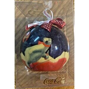 Vintage 1995 Coca Cola Polar Bear Ball Christmas Ornament Polar Bear